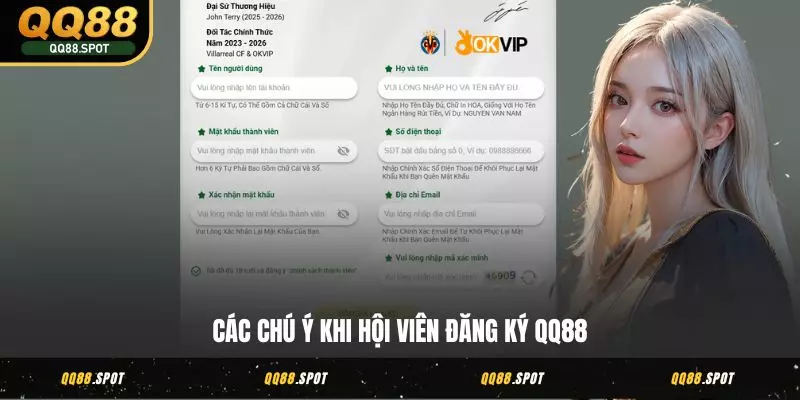 Đăng Ký QQ88 - Quy Trình Khởi Tạo Account Suôn Sẻ 3 thao tác 4 Các chú ý khi hội viên đăng ký QQ88